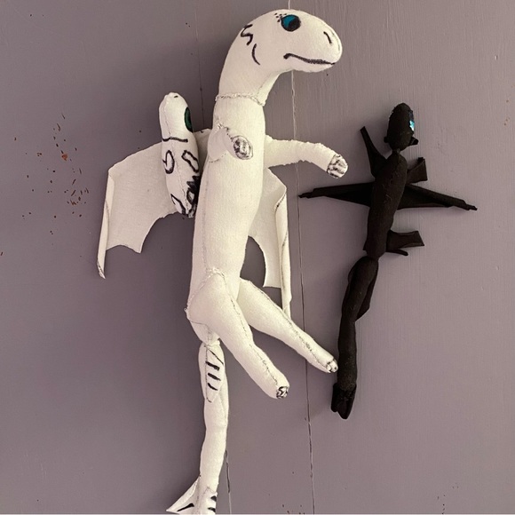 (3) DRAGONS Plush LIGHTFURY, POUNCER, and NIGHTFURY Handmade COLLECTIBLES - Picture 5 of 16